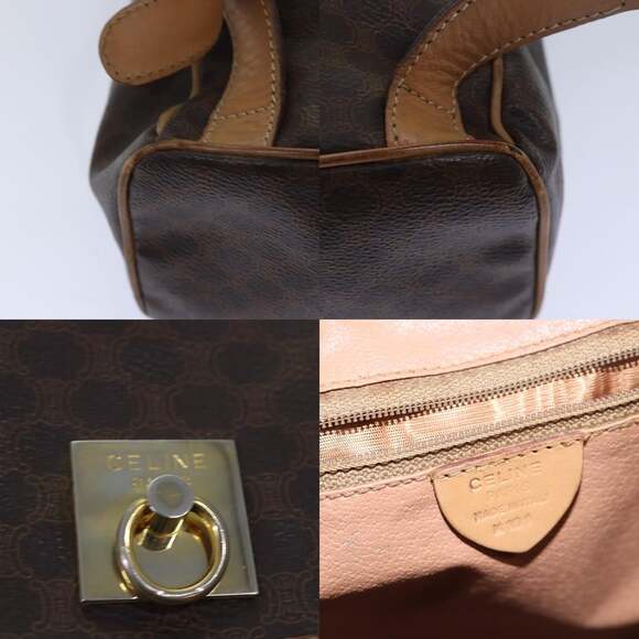 CELINE Macadam Canvas Shoulder Bag Pvc Leather Brown - Picture 11 of 12